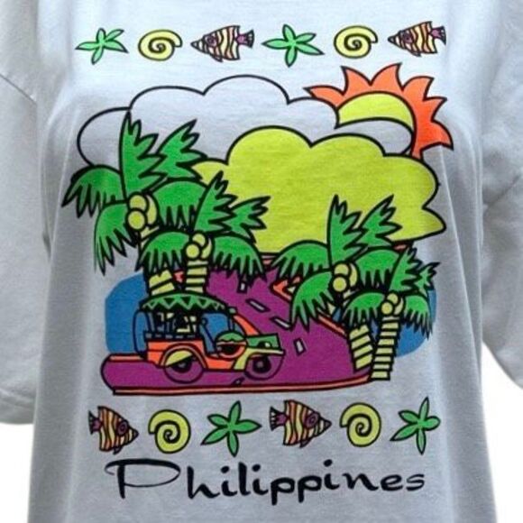 Philippine Crafts Souvenir T-shirt Unisex Small White Summer Tropical Graphics - Picture 5 of 14